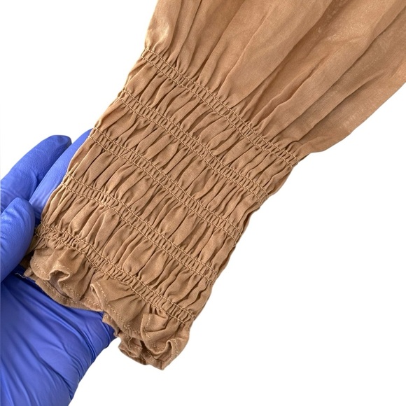 Veronica Beard Kelsey button down smocked dress Size 14, camel brown - Picture 8 of 15